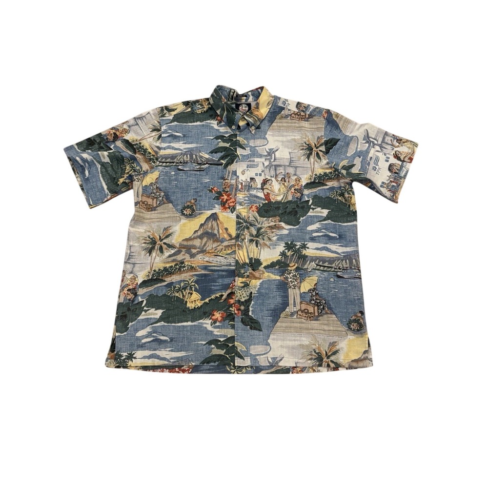 Reyn Spooner Mens Trans Atlantic Plane Resort Hawaiian Button Up Aloha Shirt XL